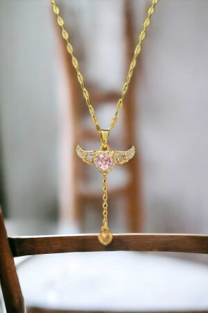 Vergoldete Liebesengel-Herz-Halskette, verziert mit Diamant-Swarovski-Einzelsteinen Kalpan75 - 1