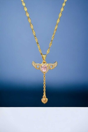 Vergoldete Liebesengel-Herz-Halskette, verziert mit Diamant-Swarovski-Einzelsteinen Kalpan75 - 3