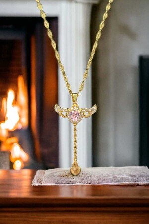Vergoldete Liebesengel-Herz-Halskette, verziert mit Diamant-Swarovski-Einzelsteinen Kalpan75 - 5