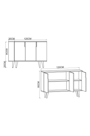 Verona 120 Cm Konsol, Kahve Köşesi, Tv Ünitesi, Çok Amaçlı Ahşap Ayaklı Konsol Safir Meşe-beyaz VM12 - 6