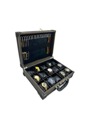 Verschlüsselte Uhrentasche, 15-teilige Uhren- und Kombinationstasche mit Tasbih-Armbandfach, Grau DJT33 - 2