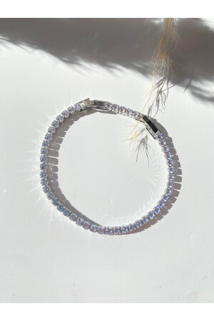 Versilbertes 3-mm-Wasserstraßenarmband mit Zirkonsteinen - 4