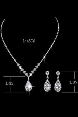 Versilbertes Water Path Zirkon Stein Halskette Ohrringe und Armband Set Brautschmuck Set Verlobungsset Party Dave - 7