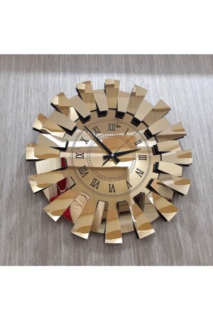 Verspiegelte 3D-Klaviermodell-Wanduhr mit römischen Ziffern in Gold - 3