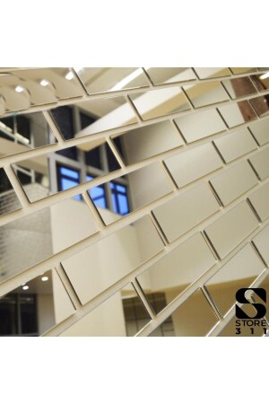 Verspiegeltes Plexiglas-Wandornament mit Ziegelmuster, silberfarben, 5 cm x 20 cm, 15 Stück - Store311