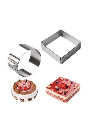 Verstellbare quadratische runde Kuchenform, 2er-Set, 4er-Set, Dekorateur, praktisches Set, Geschenk 1010280120201 - 4