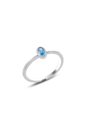 Verstellbarer Ring aus Rhodium und Aquamarinstein aus Silber SGTL10162 - 2