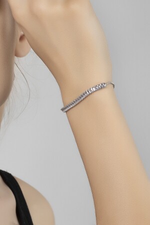 Verstellbares Baguette-Wasserweg-Armband für Damen mit Zirkonsteinen - 4