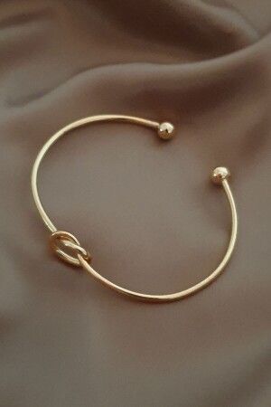 Verstellbares Handschellenarmband mit goldenem Knotendetail für Damen M - 2