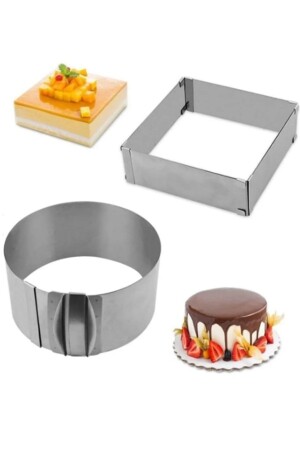 Verstellbares quadratisches und rundes Kuchenform-Set aus Edelstahl MA3021 - 3