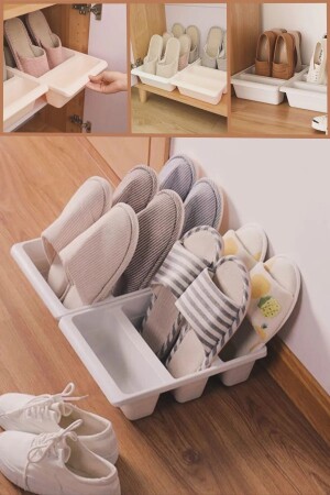 Vertikale Schuhrampe mit drei Fächern – Schrank-Organizer, Slipper-Box, Organizer, Schuhregal, Rampe - 4