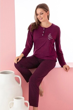 Verträumtes langärmliges Pyjama-Set mit Polka Dots und Knopfkragen FHDVSKU9SFR - 2