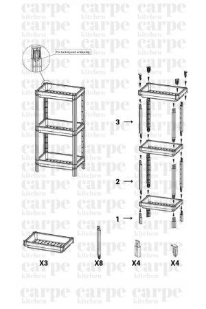 Vesken 3-stufiges Organizer-Regal in Schwarz – Garten-, Küchen- und Badezimmerregal. Schuhregal-Organizer - 4