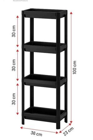 Vesken 4-stufiges Badezimmerregal, schwarzer Badezimmer-Organizer, Shampoo-Halter, Schrank - 3