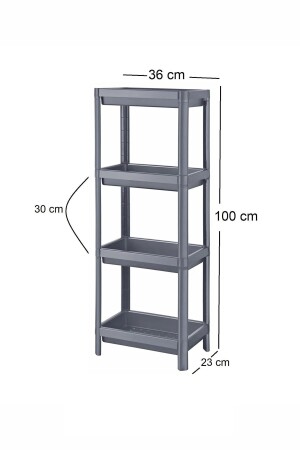 VESKEN Antrasit 4 Katlı Banyo Rafı Kozmetik Şampuan Havlu Rafı Banyo Standı Banyo Düzenleyici Raf - 6