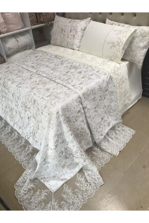 Vessa Bridal Set, 100 % Baumwolle, Doppelbett-Bettbezug-Set, Tagesdecken-Set - 4