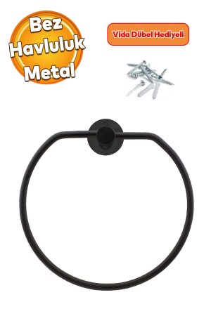 Vidalı Bez Havluluk Aparatı Lavabo Banyo Mutfak Bez Havlu Askısı Siyah Paslanmaz Metal - Badem10