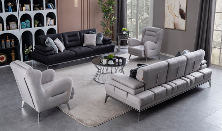 Vienay Schwarz – Graues Sofa-Set - 1