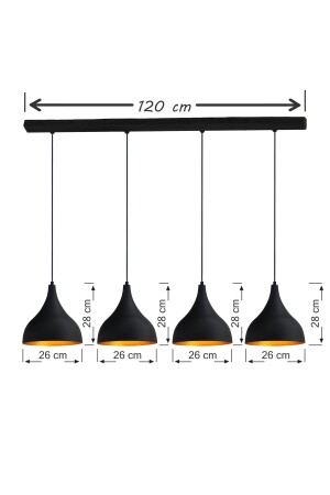 Vierfache lange schwarze Pendelleuchte Kronleuchter Wohnzimmer Esstisch Wohnzimmer Tagungsraum Kronleuchter Eingang BMM2016S - 9