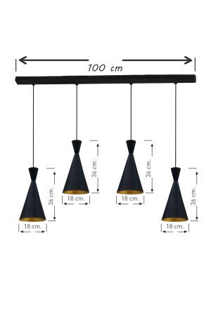 Vierfacher schwarzer schlanker Kronleuchter, Hängelampe, Wohnzimmer, Küche, Kronleuchter, Esstisch, Geschäft, Café, Friseur, BMM3070XXXX01 - 9