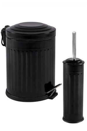 منز - العاصفة 2 لتر غبار القمامة غرف الاستحمام مجموعة طلاء النموذج الأسود 5 لتر و WC فرشة مجموعة BBA0407827-T - Veliday