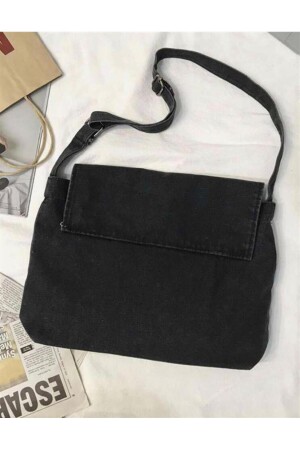 Vintage Unisex Denim Grau Messenger Bag - 4