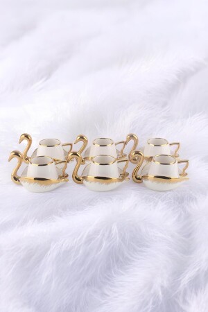 Violet Kuğu 6 Kişilik Porselen Kahve Fincan Takımı 80 ml Beyaz - Vadi