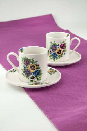 Violettes Teetassenset aus Porzellan für 2 Personen BPD2416 - 5