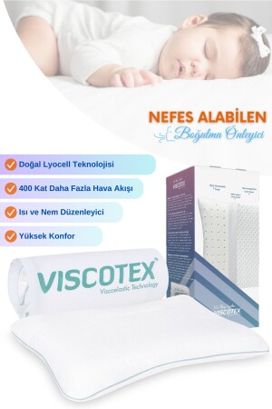 Visco Cairfull Boğulma Önleyici Bebek Yastığı- 50x32x6cm- Beyaz - Viscotex