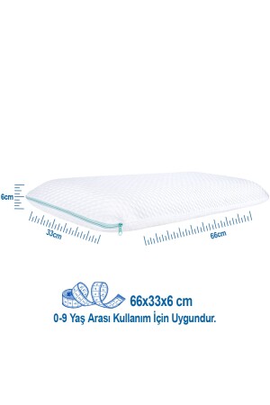 Viscotex Visco Hava Kanallı Çocuk Yastığı (KİDS PİLLOW) 66x33x6 Cm- Turkuaz-beyaz - 3