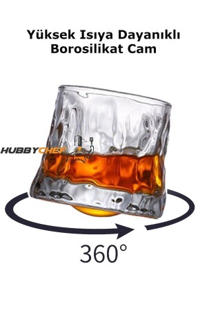 Viski Kokteyl Bardağı Kadehi 360 Dönen Cam Bardağı 2li Set 160ml TYC00692305282 - 4