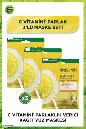 Vitamin C aufhellende Gesichtsmaske aus Papier, 3er-Set PKTCVITPRLKGYMST - 1