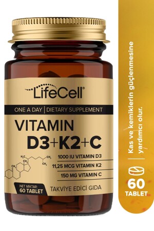 Vıtamın D3 K2 C - 60 Tablet Komplex Vitamin Desteği LİFE 08 - 2