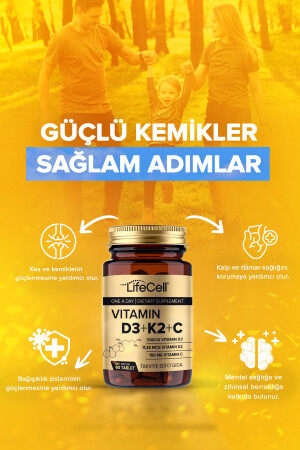 Vıtamın D3 K2 C - 60 Tablet Komplex Vitamin Desteği LİFE 08 - 4