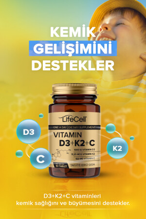 Vitamin D3 K2 C – 60 Tabletten Komplexe Vitaminunterstützung LIFE 08 - 7