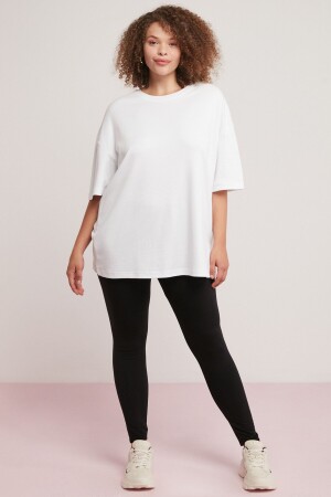 Vıvian Damen-T-Shirt mit Interlock-Übergröße, runder Kragen, Ecru, Übergröße - 1