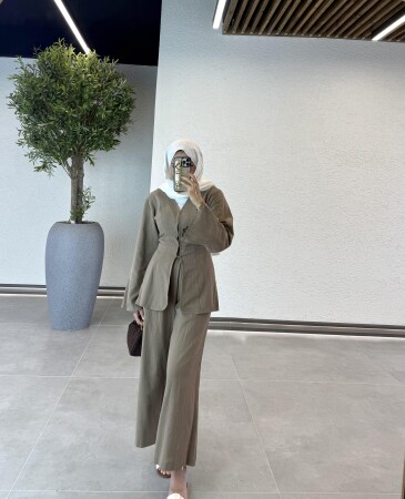 Viyana Keten Takım - Haki - Duendeca