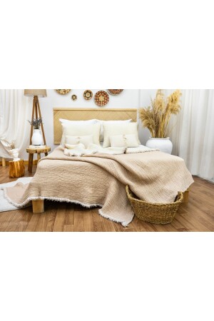 Nerzfarbene 6-lagige Musselin-Doppeldecke 220 x 240/2 Stück 50 x 70 cm Kissenbezug 6-lagiger Multi-Musselin - Destinyhometex