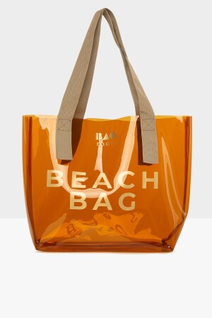 Vizon Kadın Beach Bag Baskılı Şeffaf Plaj Çantası M000007257 - 1