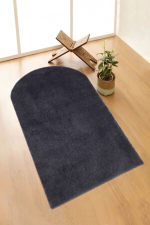 Vl Yıkanabilir Peluş Seccade Overloklu Namazlık Antrasit - Valery Home