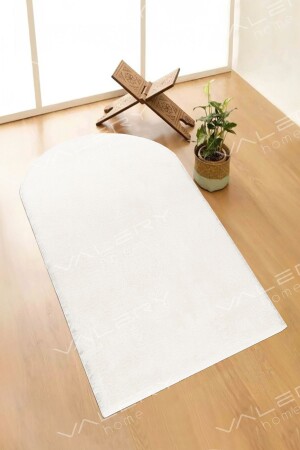 Vl Yıkanabilir Peluş Seccade Overloklu Namazlık Ekru - Valery Home