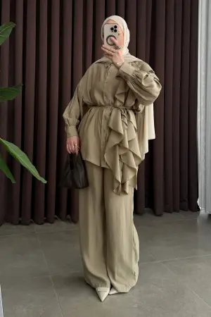 Volanlı Premium Tensel Takım Haki - Nuuwears