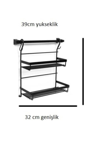 Vomex Zweistufiges hängendes Gewürzregal-Set mit Rohr für die Küche, Schwarz LOFTUS-1002 - 5