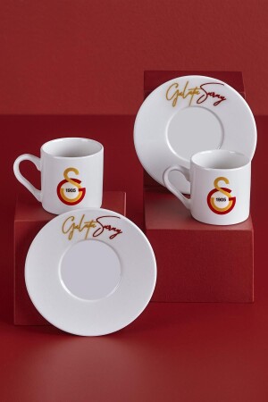 Von Galatasaray lizenziertes handgeschriebenes Set mit 2 Kaffeetassen N3476 - 1