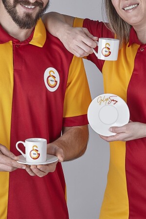 Von Galatasaray lizenziertes handgeschriebenes Set mit 2 Kaffeetassen N3476 - 3