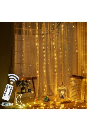 Vorhang, 300 LEDs mit 10 Fransen, gelber Streifen, LED-gesteuert, 8 Modi, Vorhang, Feen-Küchenlicht, dekorative Lampe, Vorhang-LED-2023 - 4