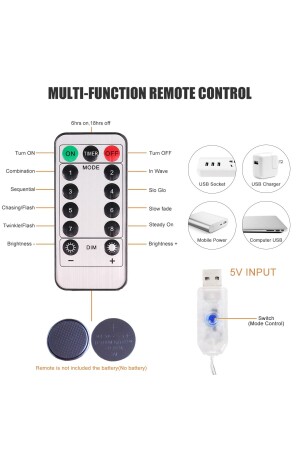 Vorhang-LED-Lichter-Dekoration, USB-Fernbedienung, 8-Modus-Lichterkette, 10 Fransen, abschließbares Gesims mit Gerät - 6