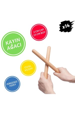 Vorschulpädagogische Holz-Rhythmusstäbe, 7 Paar, 14 Stück, Kindergartenkinder, Aktivität, Percussion-Musikinstrument cnSOY0007-7 - 1