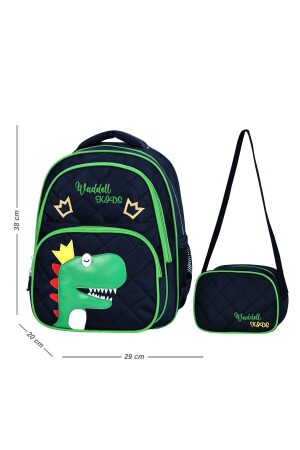 Waddell gesteppter Grundschulrucksack und Lunchbox mit Dinosauriermuster - 1