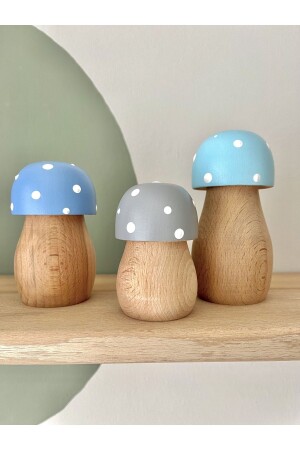 Waldorf Organic Natural Wooden Mushroom Toy Set 3 Pieces Baby Kids Room Decor Photo Shoot DRAMTMS41222 - 1